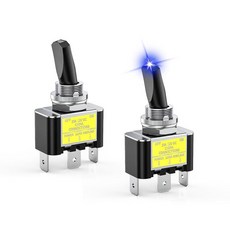 Nilight 5PCS LED 토글 스위치 켜기 12V 30A 블루 조명 금속 헤비 듀티 SPST 3핀 로커 12mm 장착 구멍 자동차 트럭 보트 경주용 2년 보증, Blue