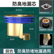 地漏芯衛生間地漏防返臭神器防蟲閉口蓋廁所下水道全銅防臭內芯, 如圖
