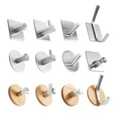 타공이 필요없는 강력부착 인테리어 모던 벽걸이 후크, 원목 원형 걸쇠타입, 1개