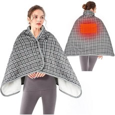 WIOR 55 x 31.5인치 온열 담요 숄 USB 랩 웨어러블 전기 격자 여성용 세탁 가능한 부드러운 따뜻한 플리스 던지기 3가지 온도 레벨 타이머가 있는 홈 오피스용 스냅, Grey