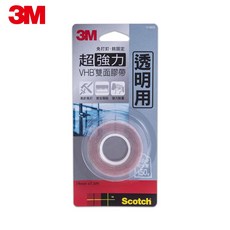 3M Scotch Mv1905超強力VHB雙面膠帶 透明專用 19MMx1.5M, 1個, 1卡