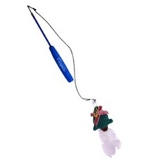 Ourpets 逗貓棒系列 二節/三節伸縮釣竿 伸縮逗貓棒 貓玩具 貓咪玩具, 1個, CT-020二節式-聖誕樹羽毛