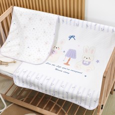 DFMEI 新生兒純棉隔尿墊防水可洗大號加厚透氣嬰兒寶寶隔尿墊生理期牀墊, 1個, 淺芋兔兔