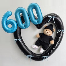 이벤트홀릭 기념일 하트프레임 숫자풍선 리본세트 100일 생일 파티용품 포토존, 1개, 블루 600