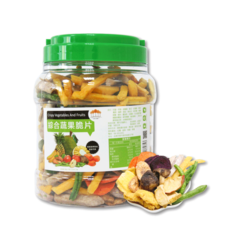 五桔國際 綜合蔬果脆片(4/12罐組) 多種新鮮蔬果，非油炸，酥脆口感，獨立包裝，無添加, 500g, 4個