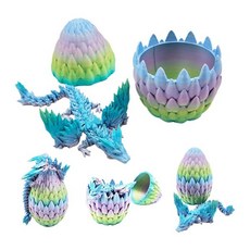 장식용 두뇌발달 3D 프린팅 크리스탈 플라잉 드래곤 에그 세트 장식 피규어 용품, 01 Light Blue_01 One Size