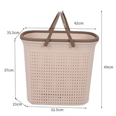 仿藤编洗衣收纳筐 塑料镂空脏衣篮 带提手带盖, 手提款包邊顏色隨機（5063）