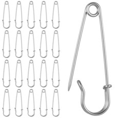 튼튼한 안전 핀 20개 5.1cm(2인치) 스테인리스 스틸 안전 핀 담요 의류 공예 및 캔버스 작업용 원단용 스틸 핀, 튼튼한 안전 핀 20개, 5.1cm(2인치) 스테인리스
