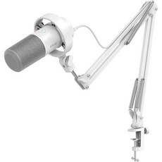 FFNE K688CTW 다이내믹 마이크 USB/XLR 연결 세트 단일 지향성 PC 볼륨 조절 음소거 버튼 암 직시 모니터링 오디오 인터페이스/오디오 믹서/PS4/PS5 호환 게, 마이크 (with arm), 화이트 (with arm)