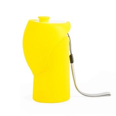 투니스 반려동물 아웃도어 휴대용 접이식 실리콘 물병, 옐로, 550ml