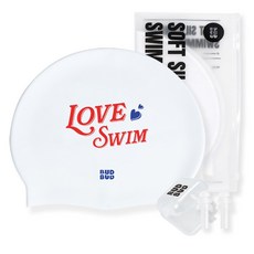 [3종세트] 버드버드 소프트 실리콘 수모 시그니처 수영모자, 1개, 러브스윔-화이트
