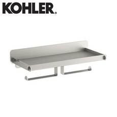 KOHLER 捲筒衛生紙架 附置物層架, 不鏽鋼拉絲, 1個