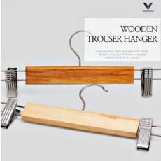 꿀템 옷걸이 나무 원목 로고 각인 집게 바지걸이 행거, 1개, §♧상품선택♡