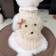 狗狗衣服 秋冬新款 可愛小狗背心 可牽引 泰迪 貓咪 小型犬服裝, 1個, 杏色