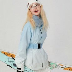 QLeo 小眾設計不撞款絕美滑雪服套裝女 加絨冬季防水防風 雙板雪服 3L修身喇叭褲