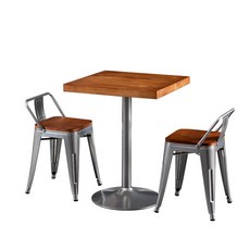 카페 4인 사각 테이블 감성 원목 공간활용 업소용, I. 1테이블 2의자 60cm 정사각형