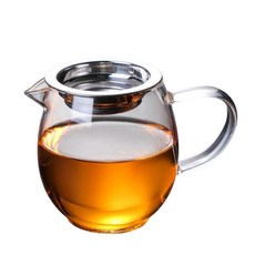 紅芳庭 耐熱玻璃企鵝型公道杯 帶茶濾玻璃茶海 透明玻璃公杯 500ml 茶道專用, 透明(帶茶濾), 1個