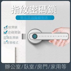 指紋密碼鎖，指紋/密碼/鑰匙多重驗證，辦公室/臥室/房門適用，簡約智能電子鎖, 778白色
