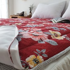 룸마이룸 전기 온수 매트커버 19종 모음 S Q 온열 전기장판 전기매트 라텍스 탄소매트 요커버, 13_레트로가든_레드