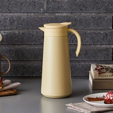 素色304不鏽鋼保溫水壺 1L, 黃色, 1個