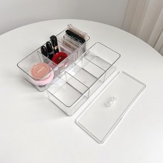 케이트가든 투명 아크릴 정리함 화장대 정리, 3칸 섀도우 정리함 (뚜껑 포함), 2p