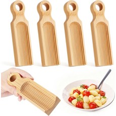 티온시 4팩 나무 뇨키 보드 홈메이드 & 카바텔리용 곡선 파스타 이탈리아 요리를 위한 비치 만들기 도구