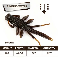 텍사스 실리콘 소프트 미끼 NED 낚시 ELITELURE 저항 플로팅 물기에 워블러 강한 리그 새우 태클 배스, 03 Brown sink, 1개