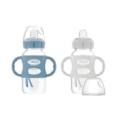 닥터브라운 와이드넥 손잡이 스파우트 시피 젖병 270ml 2팩 라이트블루/그레이, 2 Pack, Light Blue & Gray