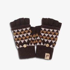 體溫魔術師丨MIT台灣製 男士幾何麋鹿皮標半指釣魚手套 防風保暖止滑手套 戶外通勤騎車多功能手套, 咖啡, 1個