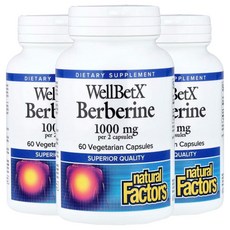 내추럴팩터스 WellBetX 베르베린 바베리 500mg 60베지캡슐 3개 berberine, 60정