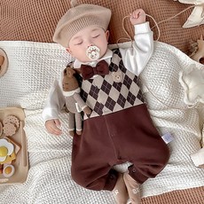 몽실이 꼬마신사 긴팔우주복 유아용 아기 외출복 돌선물 백일선물