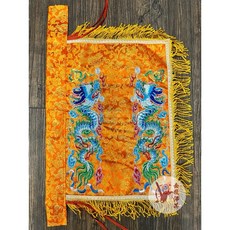 金龍佛具 平繡四角雙龍令旗 手令 督陣旗, 橘色,1尺3