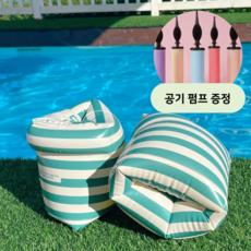 [KC인증/공기펌프증정] 퍼플미러 블루밍 무드 암튜브 2p 세트, 그린줄무늬, 1세트