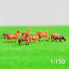 HO/N 스케일 모델 미니어처 말 소 농장 동물 1 87 150 ABS 플라스틱 프레리 장면 레이아웃 디오라마 키트 10, 150 brown horse, 1개