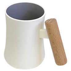 逸家居 台灣實拍現貨 漱口杯 實木柄水杯 簡約質感刷牙杯 民宿風木把手漱口水杯, 白色, 1個