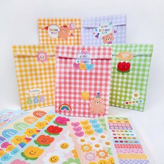 디앤지 구디백 포장 종이봉투 5종 x 6p + 꾸밈스티커 190p 세트, 혼합색상, 1세트