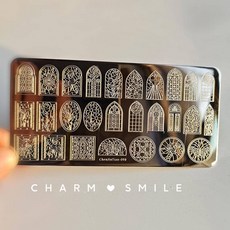 네일 템플릿 만화 캐릭터 스탬핑 플레이트 프렌치 라인 기하학 꽃 잎 동물 이미지 스테인레스 스틸 아트 스텐실, 옵션01) CJT-098, 1개