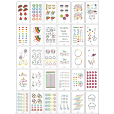 30종 1세트 플라워 미니 어린이 타투 스티커 헤나 문신 나비 영문자 레터링 오래가는 방수 판박이스티커, Y, 1개, 22_N3딸기)
