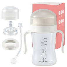 키도러블 360 흘림방지 자기주도컵 240ml+빨대컵 헤드 세트, 화이트, 1개, 240ml