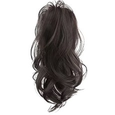 하이유니 업스타일 네츄럴웨이브 숏 포니테일 집게 부분 가발 35cm, 브라운블랙, 1개