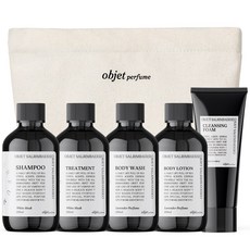 살림백서 오브제 여행용 세면도구 어메니티 5종 세트 트래블키트 샴푸 바디워시 린스 폼클, 1세트, 100ml