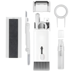 저스트픽 다용도 키보드 이어폰 클리닝 멀티 청소 브러쉬 세트, 화이트, 1세트