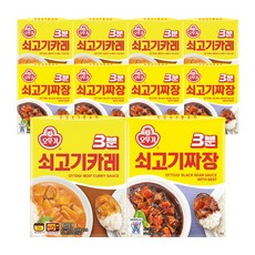 오뚜기 3분 쇠고기카레 200g x 5p + 쇠고기짜장 200g x 5p, 1세트