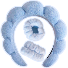 유아유 세안밴드 헤어밴드 5종 부드러운 세안머리띠+손목밴드, 1세트, 블루