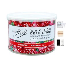 이탈왁스 라즈베리 소프트 캔 400g+스파츌라L+스크럽5g+바디크림5g+브라질리언시트팩1매 셀프왁싱 왁싱재료, 1개