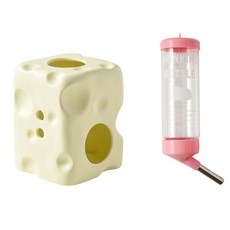 델라무드 치즈 올인원 햄스터 은신처 급수기 물통, 화이트, 1개