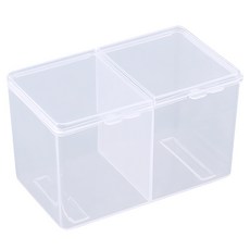 2구 듀얼 화장솜케이스 면봉보관함, 투명, 1개