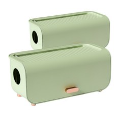 쪼이소 모던심플 멀티탭 정리함, 올리브, 2개