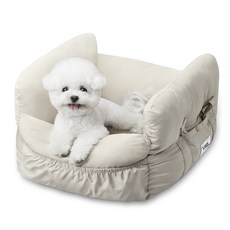 meongmoongs 狗狗雙層防撞汽車座椅, 1個, 米色