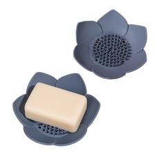 고씨네 플라워 미끄럼방지 욕실 실리콘 비누받침, 블루, 2개